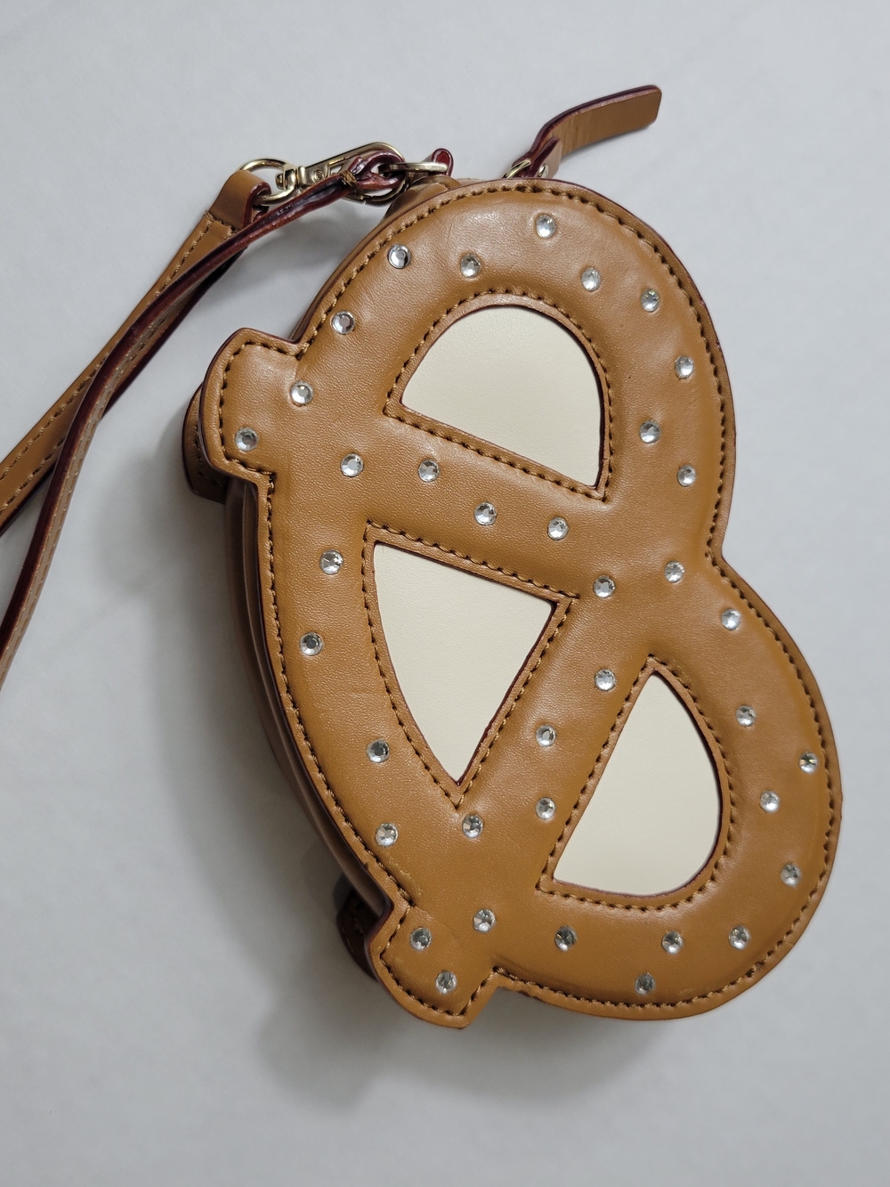 kate spade Tan & Cream Studded Ampersand Wristlet Card Holder